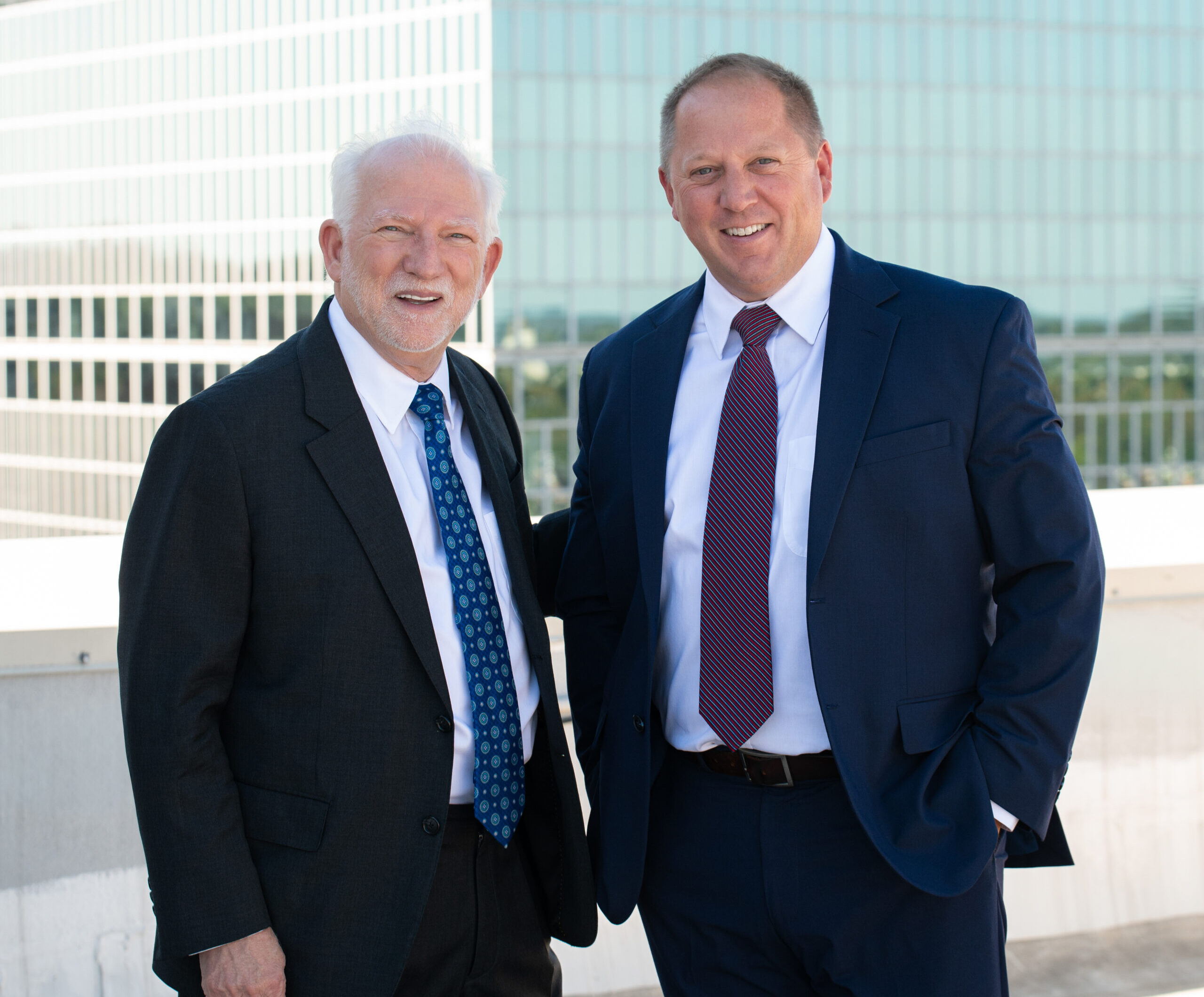 Joseph Rhoades and Stephen Morrow on the office rooftop in Wilmington DE